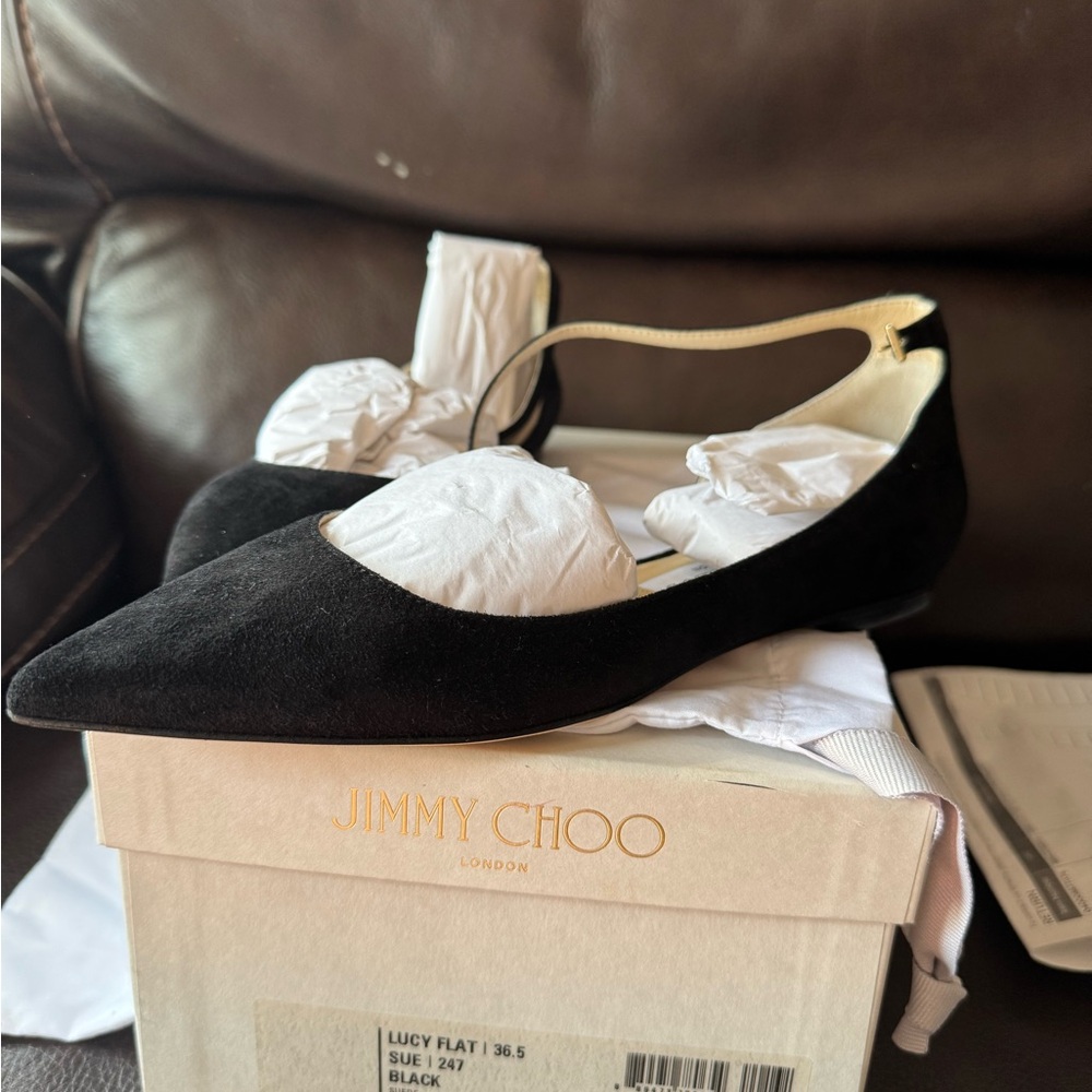 Jimmy Choo Black Suede Flats